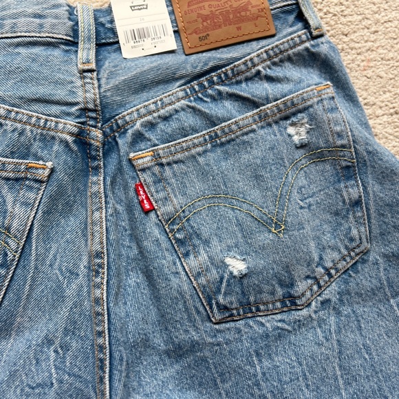 Levi's 501 Urban Ripped Destroyed Women High-Rise Jean Denim Shorts 6” Inseam 26 - Picture 11 of 13